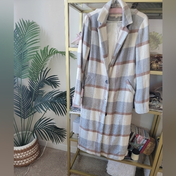 NWOT Vici Dolls Plaid Checkered Long Sleeve Fall Coat - Size Large - Picture 2 of 8